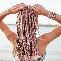 Vista 6 de DragonflyDreams Pulseras para el cabello, 40 pulseras bohemias para mujer, lazos elásticos para el cabello, elegantes pulseras elásticas