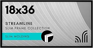 Americanflat 18x36 Picture Frame with Polished Plexiglass - Streamline Collection - Thin Border Picture Frame for Wall Display - Hanging Hardware Included - Black