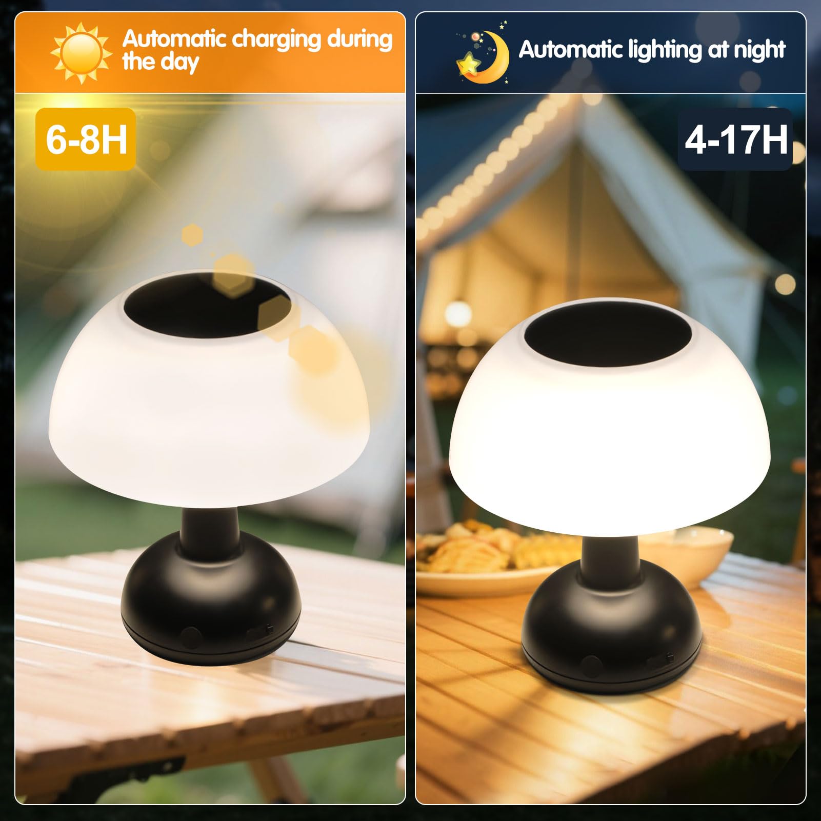 Lampada da tavolo a energia solare, per esterni, da tavolo, USB, ricaricabile, a energia solare, IP54, impermeabile, da tavolo, senza fili, per esterni, giardino, balcone, ristorante