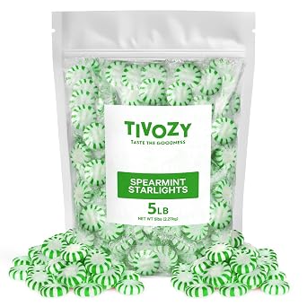 Starlight Spearmint Individually Wrapped Candy, 5 Pound Bulk Pack, Sweets for On the Go Refreshment, Starlight Mints Bulk Candy.
