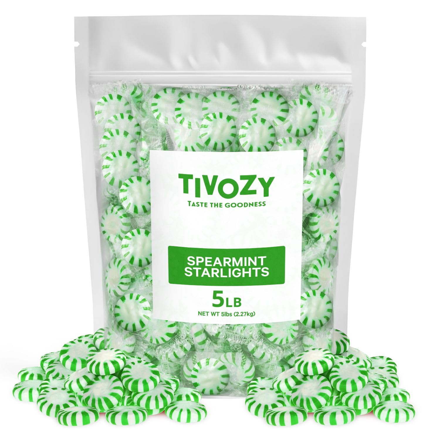 Starlight Spearmint Individually Wrapped Candy, 5 Pound Bulk Pack, Sweets for On the Go Refreshment, Starlight Mints Bulk Candy.
