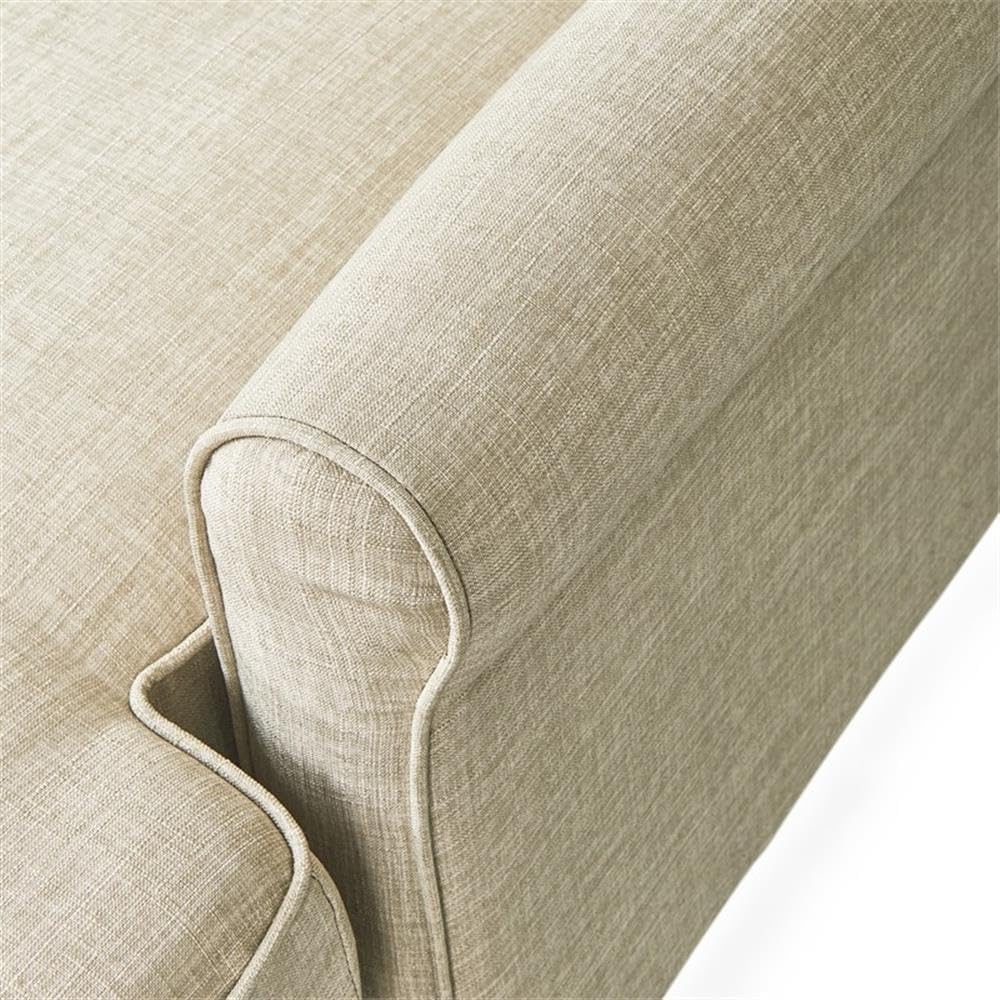 Pemberly Row Contemporary Soft Fabric Upholstered Roll Arm Reversible Sectional Sofa, Cream Finish, Small Space Living Room Furniture with Chaise Ottoman, Modern Design, 750 lb Weight Capacity