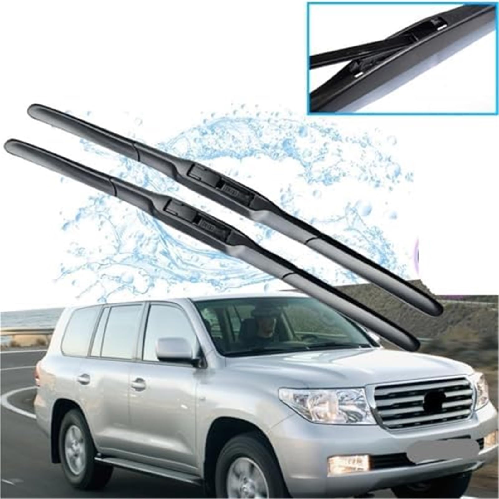 Pióro do wycierania szyb samochodowych Przednie tylne pióra wycieraczek, dla Land Cruiser 200 J200 2007-2009 wycieraczki szyby przedniej akcesoria samochodowe(BLACK Style B)