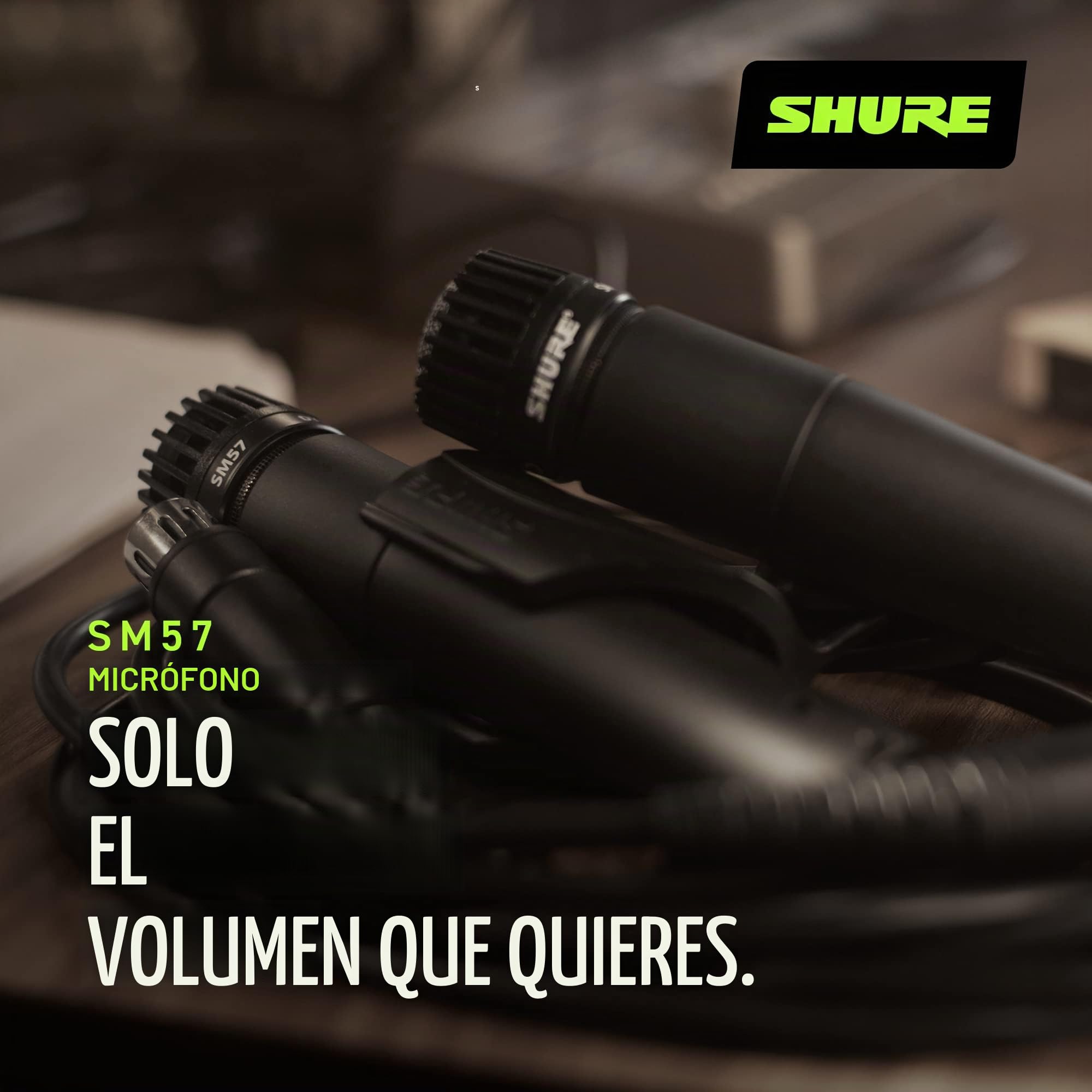 Shure SM57 Micrófono de Instrumento dinámico cardioide con Soporte de Choque neumático & CAHAYA Soporte de Micrófono con Brazo con Dos Pinzas para Microfonos Pie de Micrófono Plegable