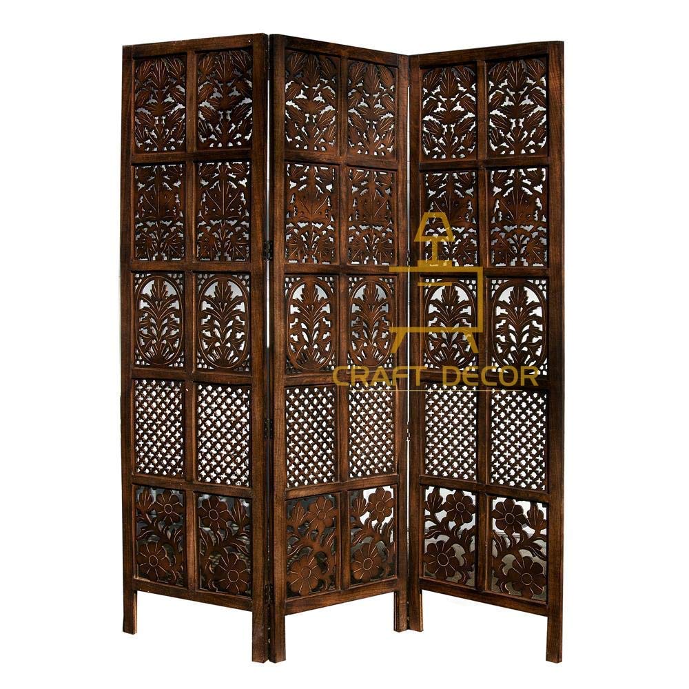 CRAFT DECOR Wooden partition for Living Room | Wood Screen for Pooja Room | Hall Partition | Separator for Living Room | Modern Decorative Wall Divider | Folding Door Screen Kitchen | Foldable Panel