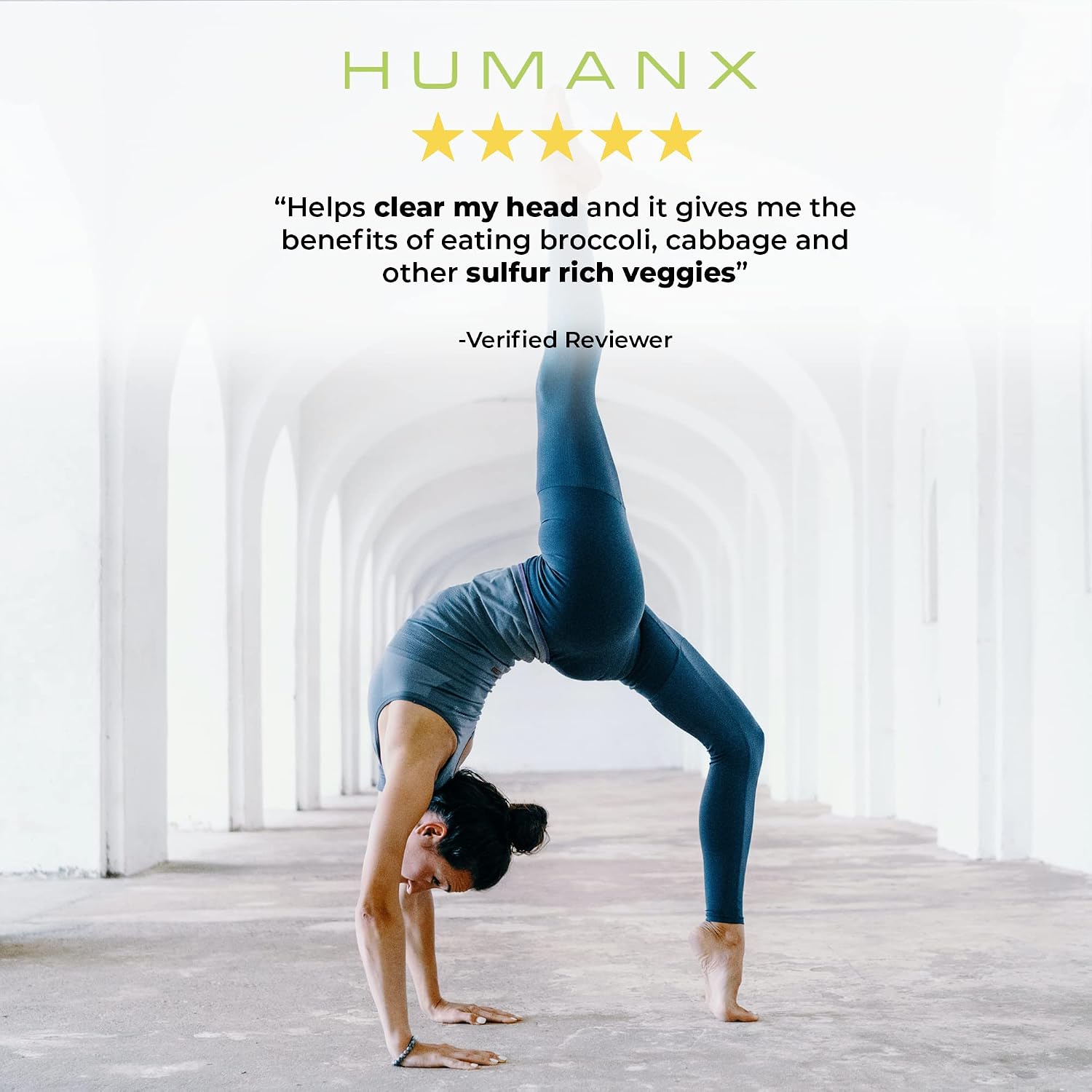 HUMANX Sulforaphane+ 602mg - USA Third Party Tested - Sulforaphane with Broccoli Seed Extract & Moringa - Supports Antioxidant Production, Detoxification, & Cellular Health - Broccoli Supplement