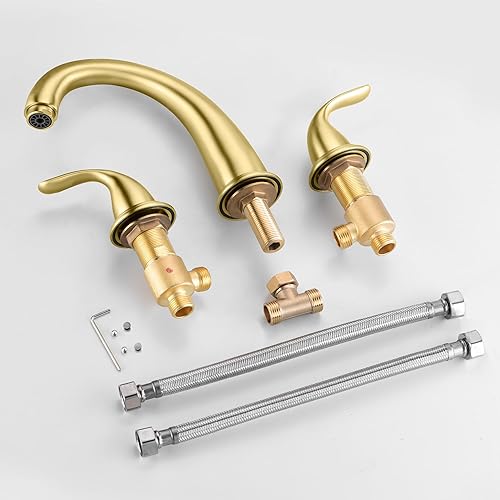 Vista 18 de sumerain Grifo de bañera romana de dos manijas níquel cepillado con válvula, alto flujo