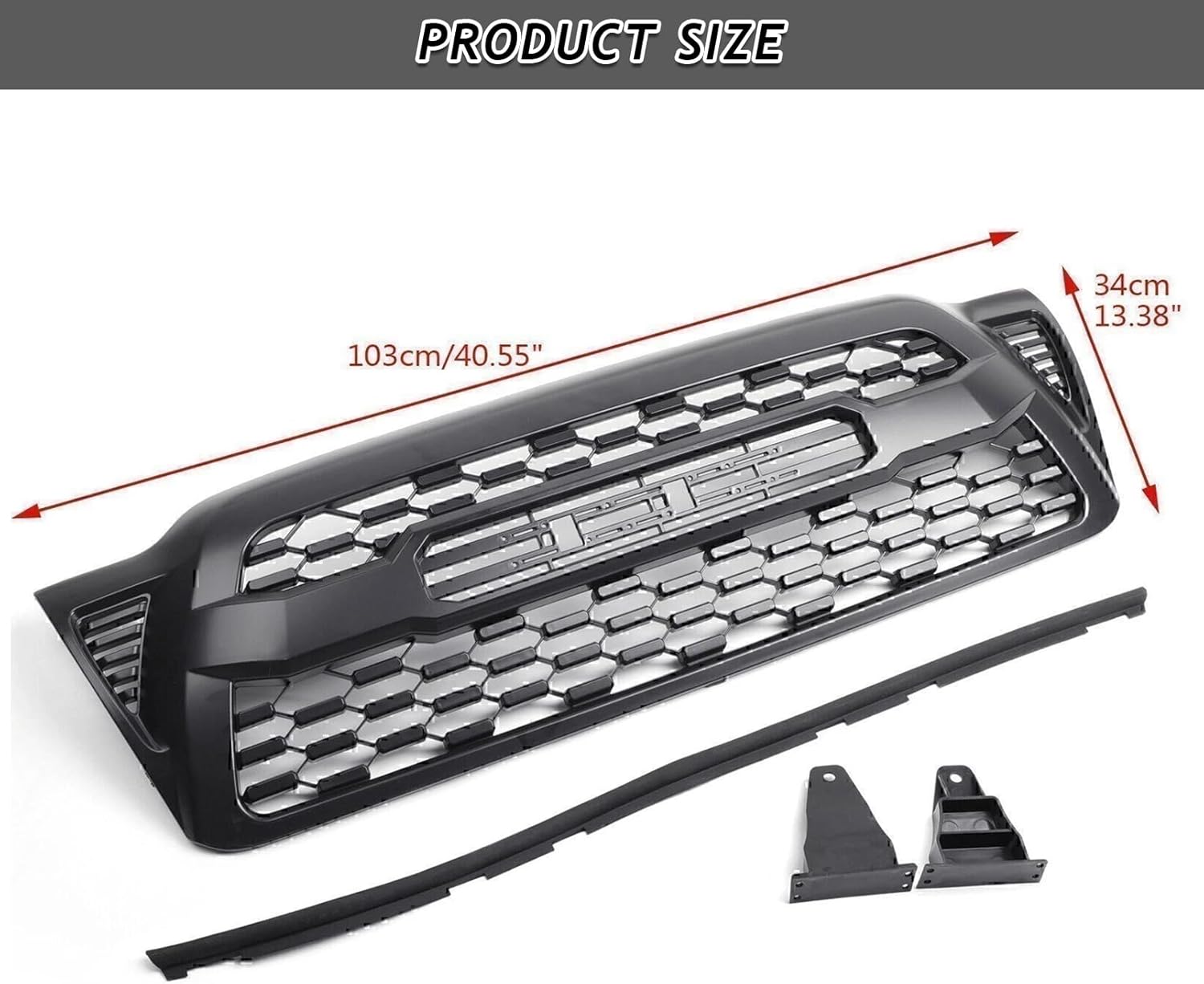 Front Bumper Upper Grille Mesh Grill Fit For 2005-2011 Toyota Tacoma Upgrade Front Grille Grill Assembly Replacement Matte Black (W/O lights)