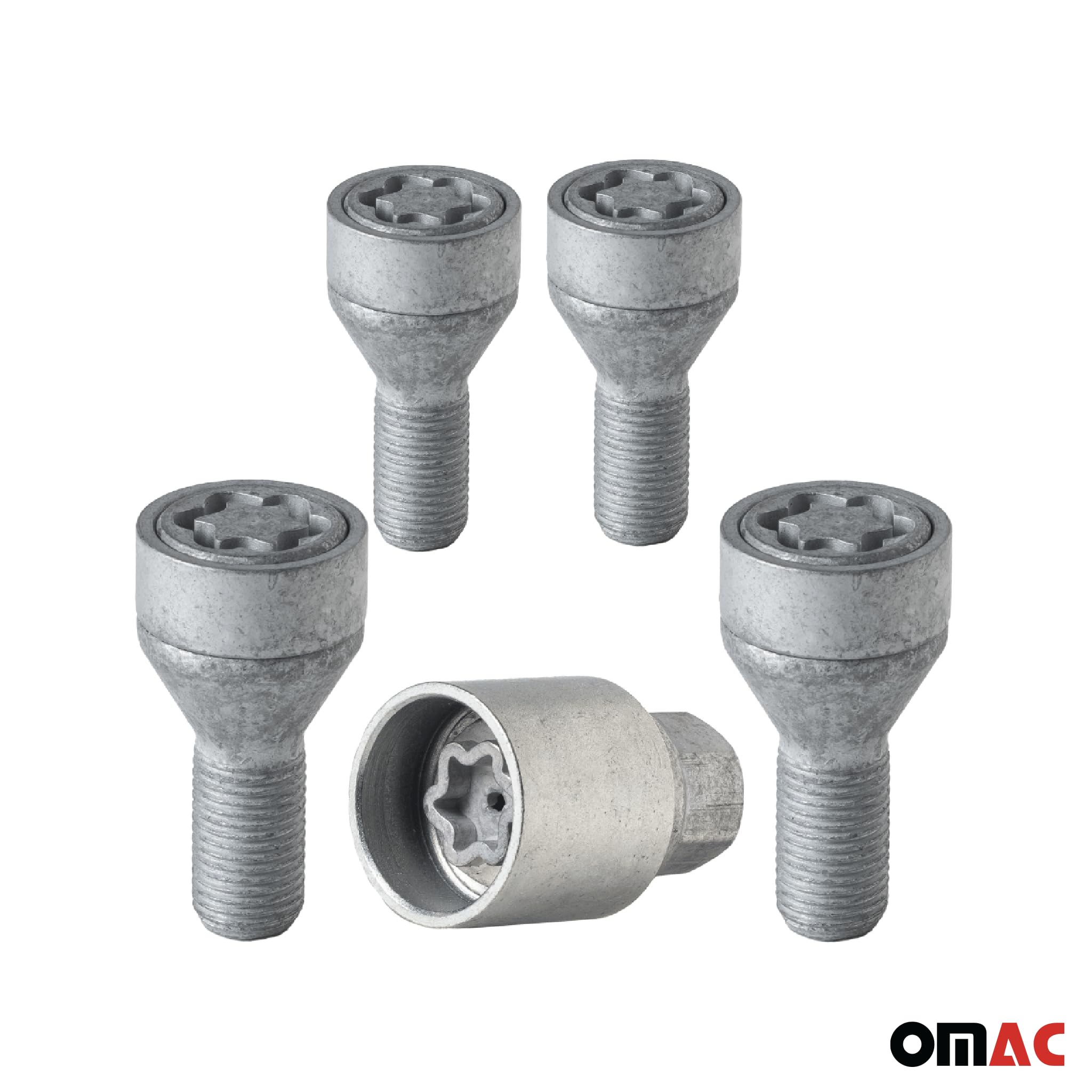 Radschloss Radschrauben Satz für BYD Han/Seal U/Seal/Tang Facelift (STE) 2022-2025 | M14x1,5 Felgenschloss | Silber Stahl 4Stück