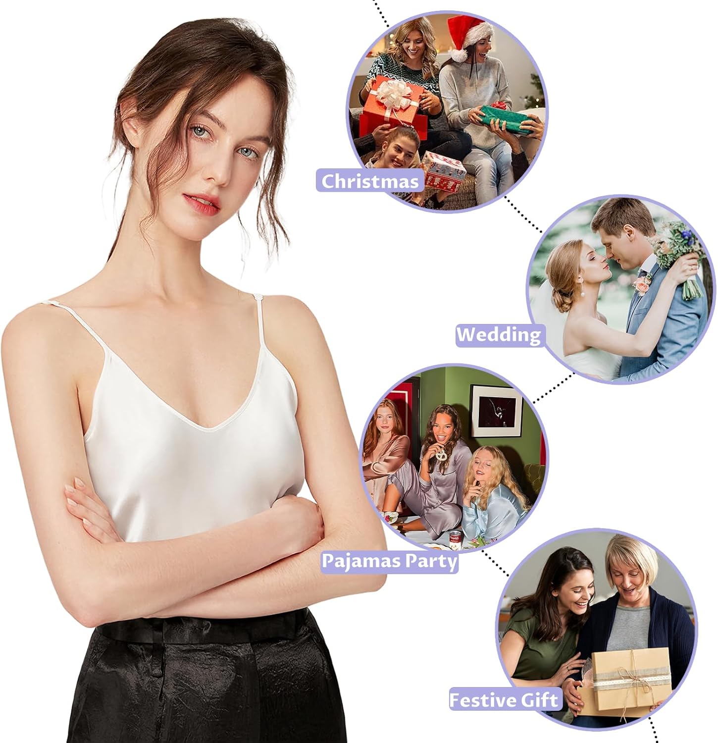 SIIK 100% Mulberry Silk Tank Tops for Women Camisoles & Tanks Basic Layer Cami Lingerie Shirt - Image 6