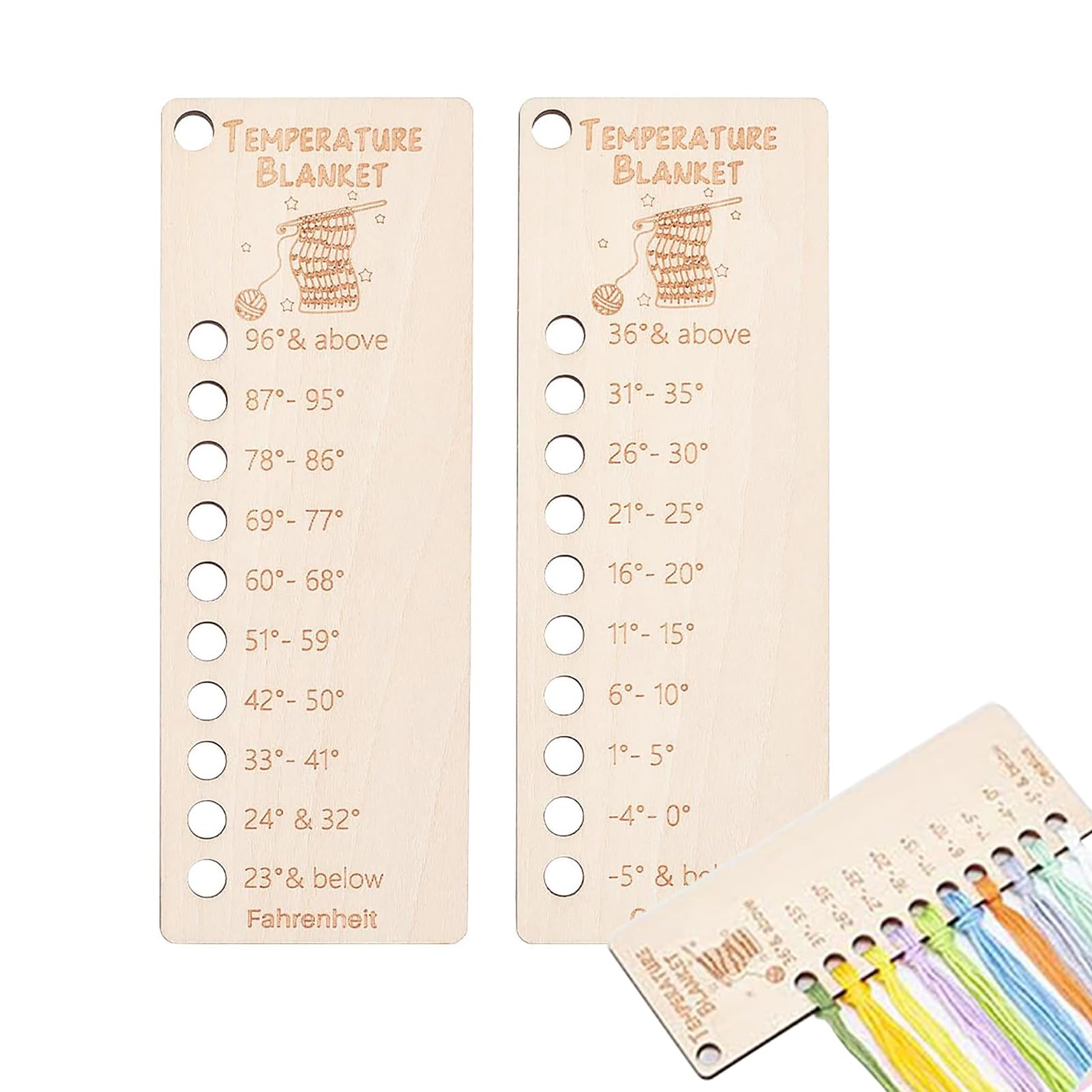 Shenrongtong Wood Color Temperature Blanket Color Chart, Wood Temperature Blanket Reusable Color Chart Blanket Color Chart Reference Tool Color Guide Set, Portable Blanket Planner For Craft Size 2