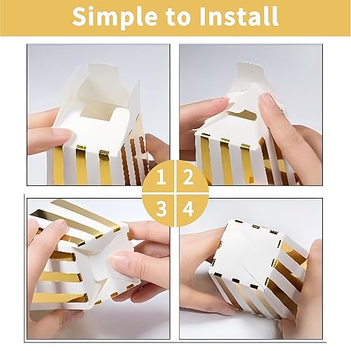 Miniatura 3 de Cajas de palomitas de maíz, 36 unidades de cartón dorado para palomitas de maíz, pequeños recipientes para dulces para niños, bodas, Navidad,
