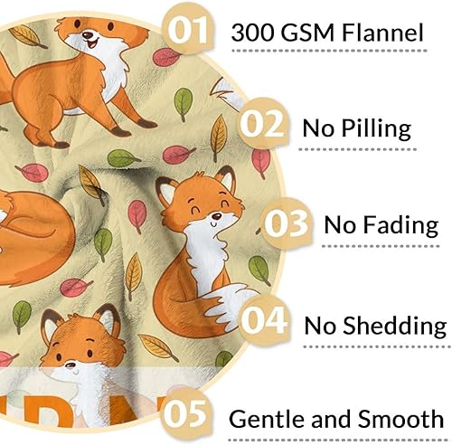 Miniatura 4 de Manta de zorro personalizada con nombre para niñas y niños, suave, mullida y acogedora, manta tamaño regazo de 30 x 40 pulgadas, para sofá, oficina,