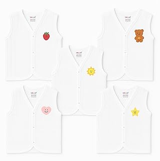 yum4mom 5 piece Premium Muslin Jabla vest With Snap button| Newborn | for Boys &amp; Girls | Comfy Jabala | Sleeveless dress |...