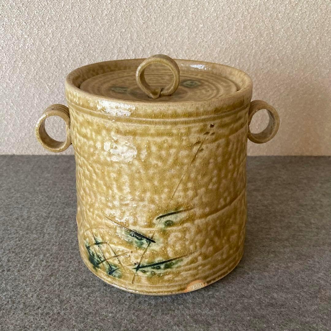 水指　黄瀬戸　耳付き　織部　共蓋　茶道具　陶芸　陶器　水差 水指 黄瀬戸 耳付き 織部 共蓋 茶道具 陶芸 陶器 水差