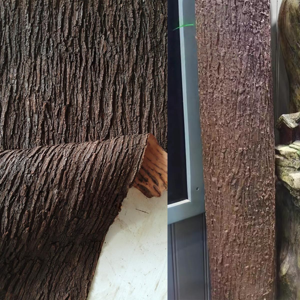 Artificial Tree Bark 39.4" x 15.7" Fake Bark Ideal for Home Pillars Pipes Decor Cuttable Realistic Texture Simulation Tree fit for Home Columns Walls Floors Decoration (15.75 inch)