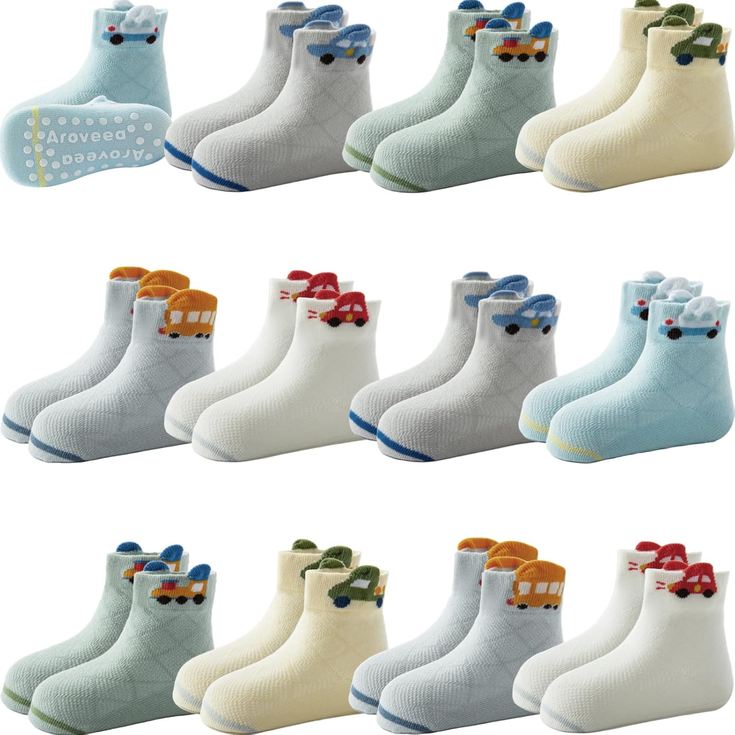 Product image of Non Slip Grip Ankle Baby Socks 12 Pack for Toddler Boys and Girls Kids,Infant Cute Cotton Baby Socks