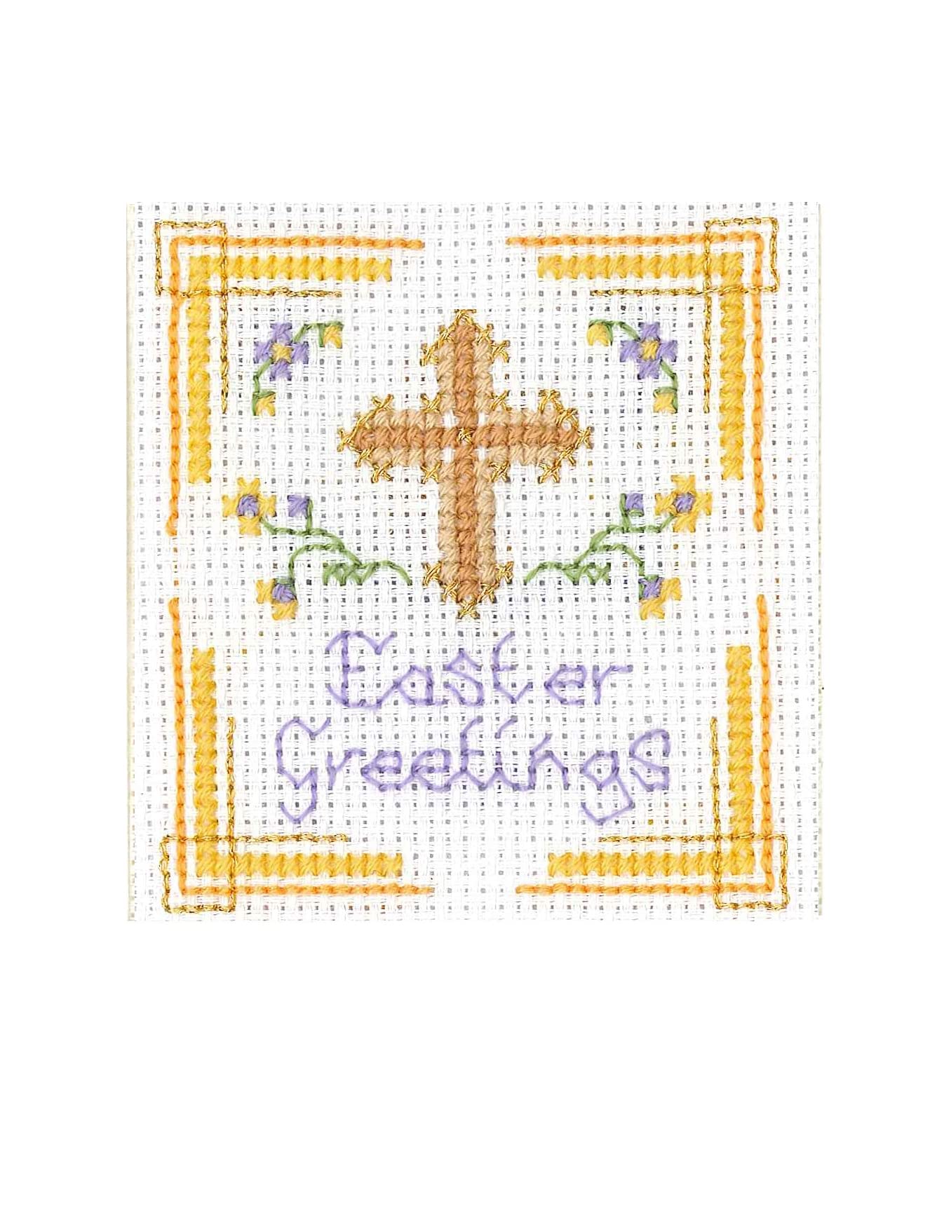 Lifetime Samplers & Decorative Textiles Easter Greetings Card kit - Complete Cross Stitch kit on 16 aida with Colour Chart