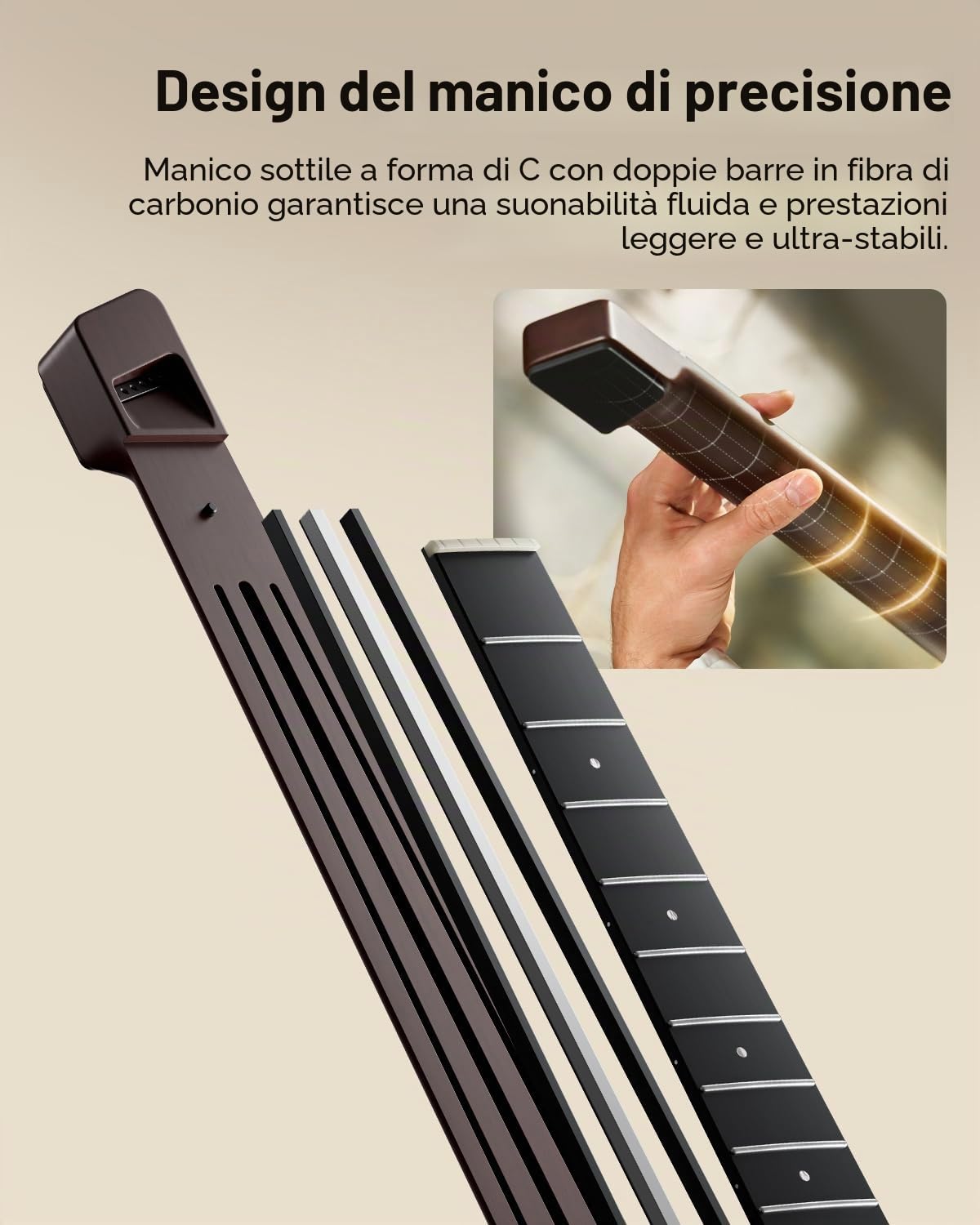 Donner HUSH C Chitarra da Viaggio Elettroacustica Ultraleggera con Corde in Nylon, Accordatore Integrato, Custodia, Sunburst