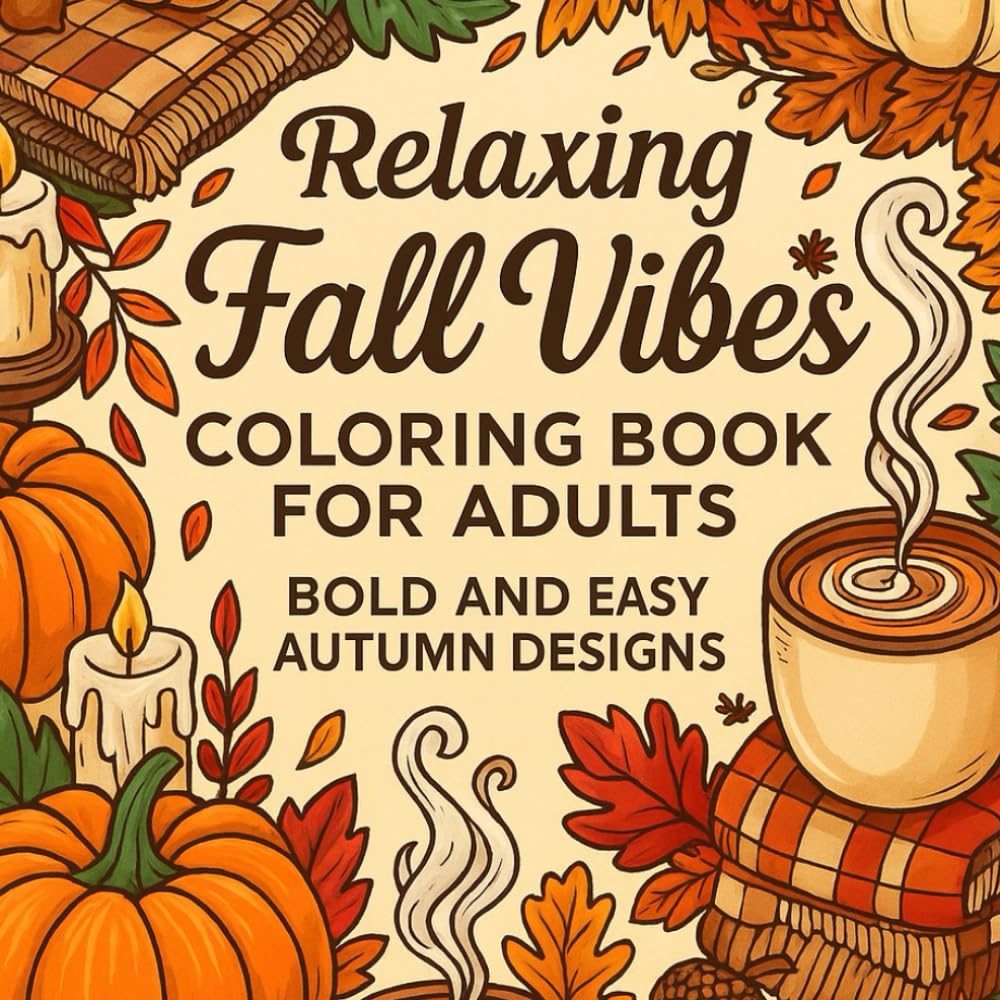 RELAXING FALL VIBES FOR ADULTS: Bold and Easy Autumn Designs, unwind with cozy autumn scenes, Mindful coloring for stress relief and creativity