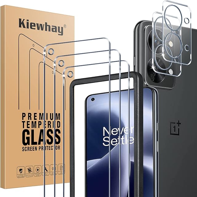 Kiewhay Tempered Glass Compatible with OnePlus Nord 2T 5G Screen Protector 6.43'', 3 Pack Screen Protector + 2 Pack Camera Lens Protector, [Not for OnePlus Nord 2 5G] 99.99% HD Glass Film - 5 Pcs