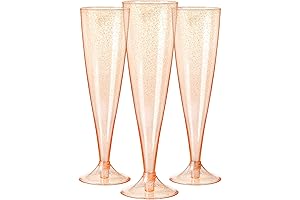 Homy Feel Rose Gold Glitter Plastic Champagne Flutes