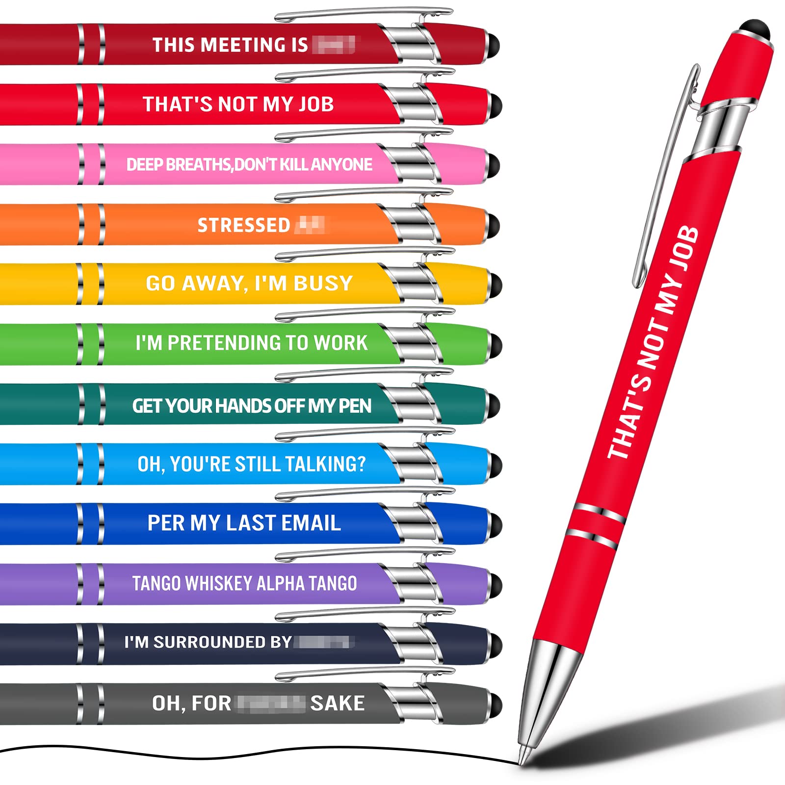 Censen 12 Packs Funny Ballpoint Pens Set Colleagues Funky Stationery Quirky Gift Cheeky Novelty Pens Office Desk Accessories Work Leaving Gift Colleagues Teachers Adults (Bright Color