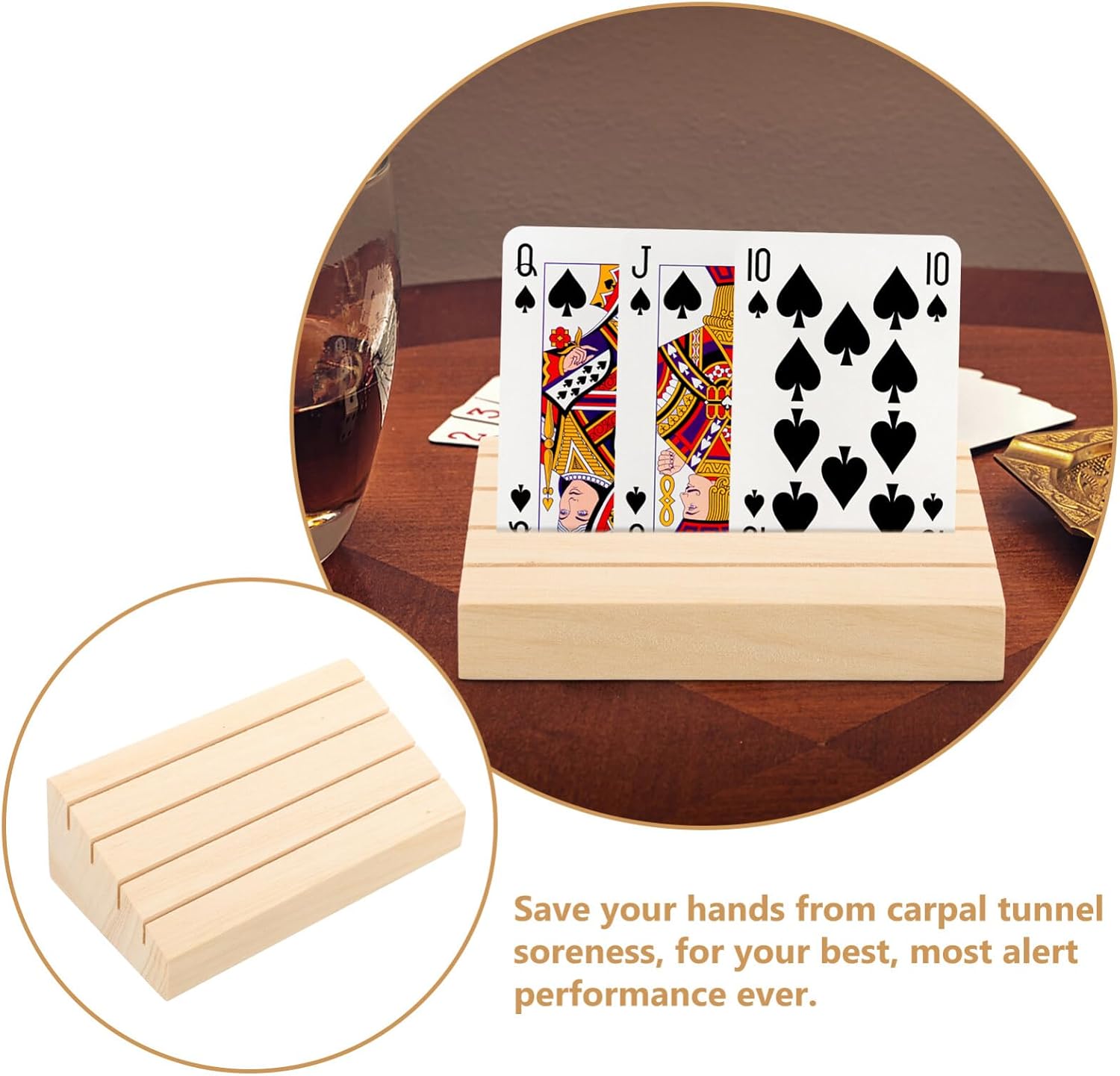 Angoily Wooden Playing Card Holder Stand for and Organization Slot Design for Card Games and Sturdy Wooden Construction and Game Gatherings