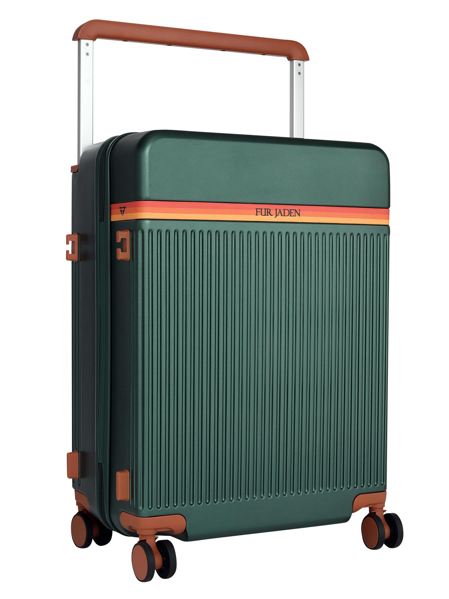 FUR JADEN The Aviator 55cm German Polycarbonate Travel Luggage Cabin Suitcase with 8 StealthTech Silent Shock Absorbing Wheels, TSA Lock & Aerospace Grade Wide Trolley (Forest Green, Cabin 20")