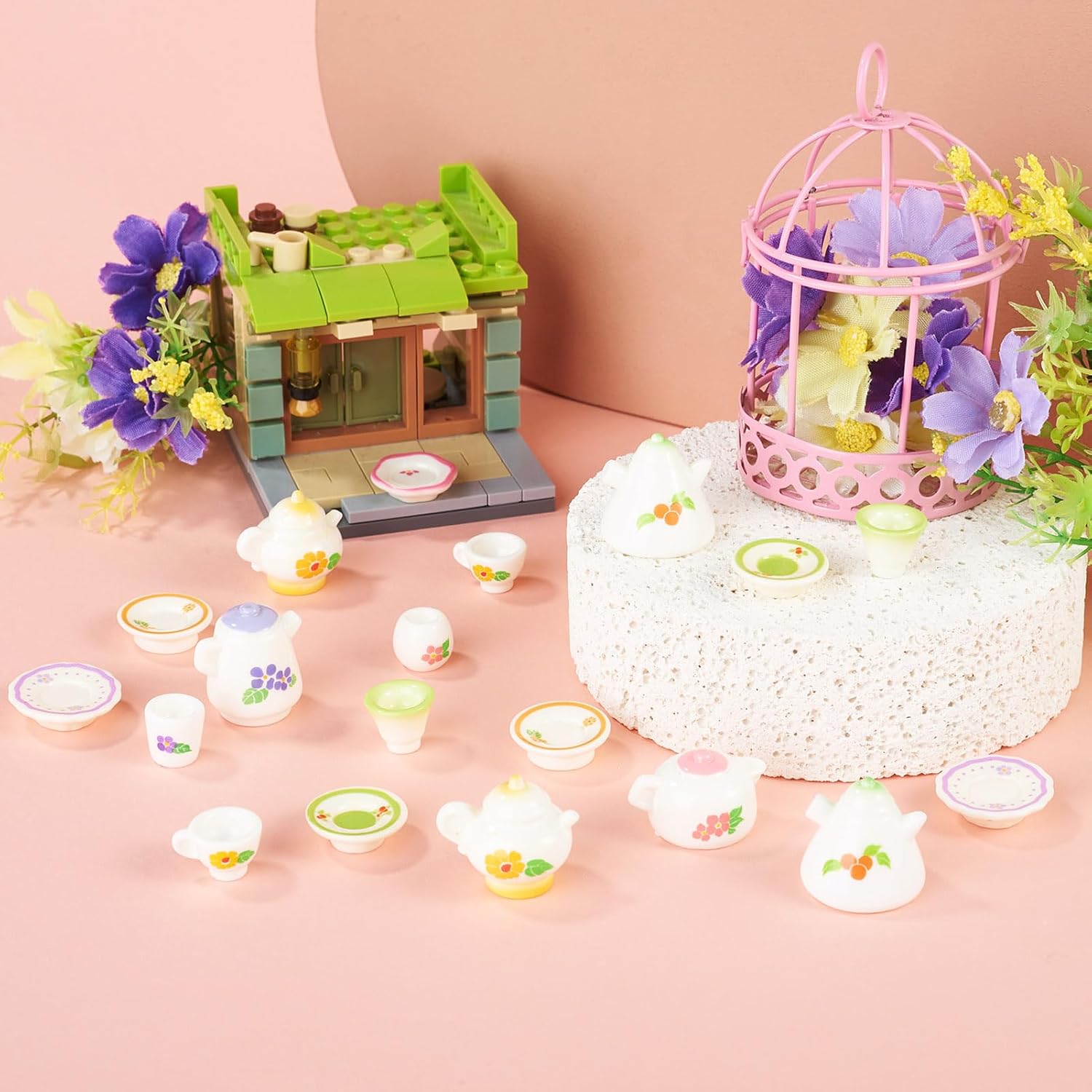 Resin Tea Set Miniature Ornaments Tea Cup Dollhouse Accessories image 3