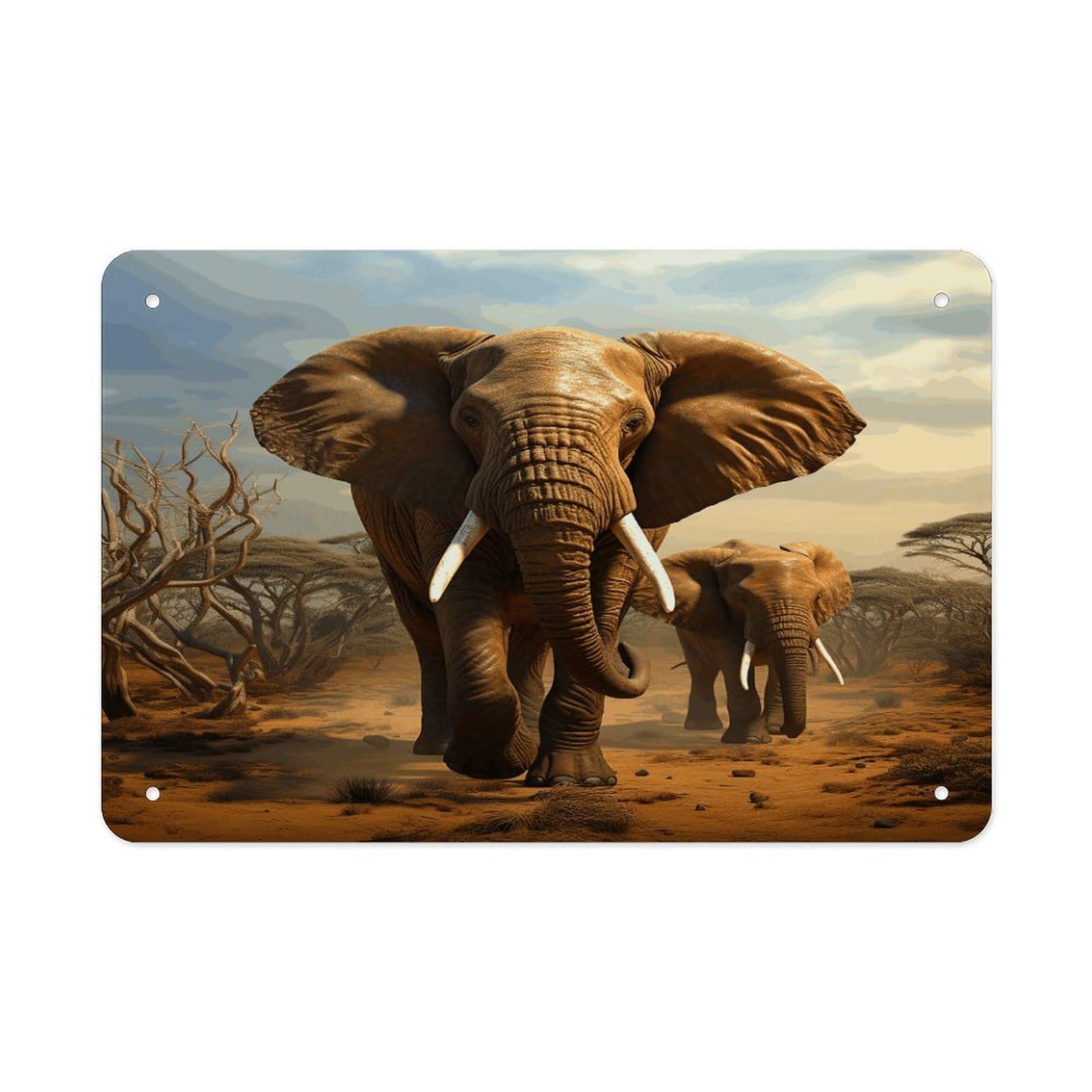 Fodpand Style Elephant Animals Wall Art Metal Signs Tin Sign
