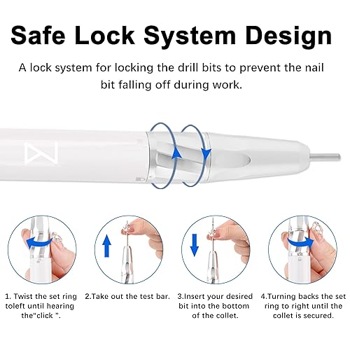 Miniatura 9 de M GEM - Taladro de uñas profesional sin escobillas de 35 K RPM E-File - 3 zonas de RPM ajustables, adelanteatrás, batería de larga duración -