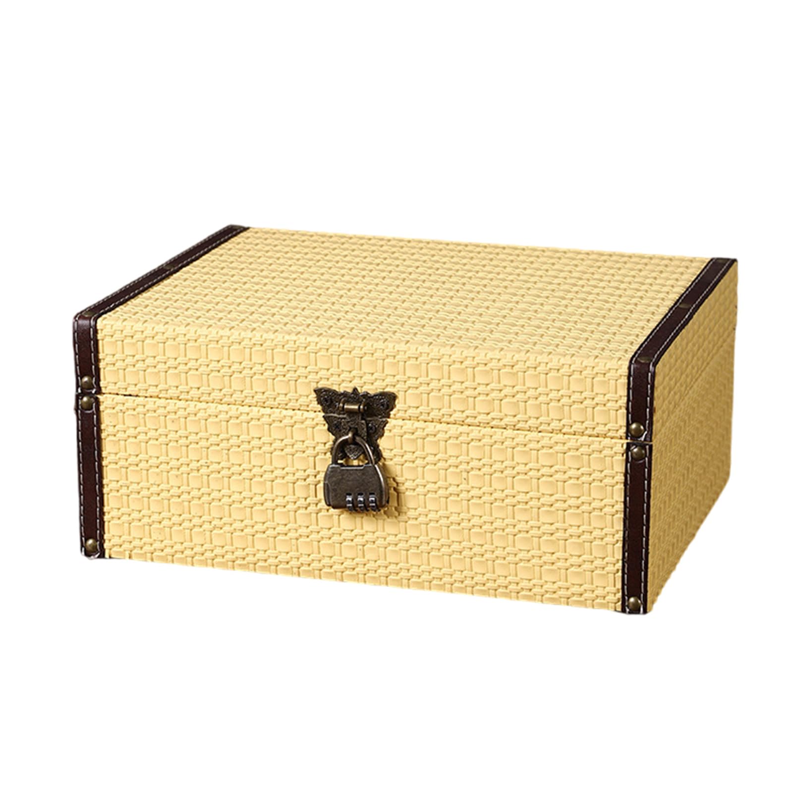 Hsioluted Portable Storage Case with and Leather Finish for Secure Keeping of Jewelry Files and Belongings Room Portable Storage Container Box Featuring Leather Covered Wooden Design Big Compartment