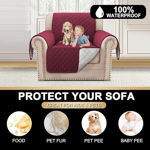 Miniatura 9 de GAMUKAI Fundas de sofá 100% impermeables, funda de sofá biplaza para niños, perros, mascotas, protector de muebles, funda de sofá antideslizante