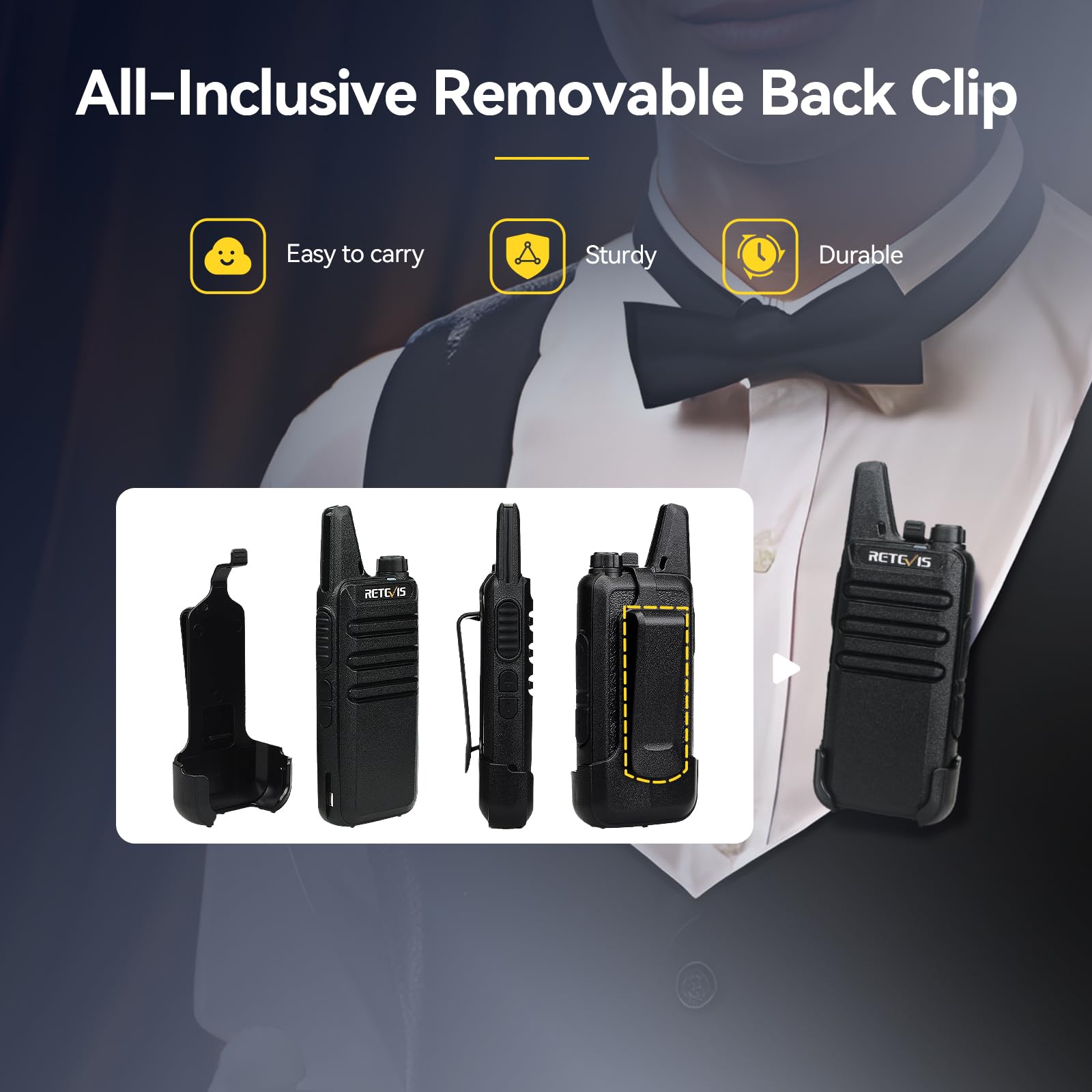 Retevis RT622 Talkie Walkie Professionnel PMR446 Mini Ultra-légers Type C VOX Radio Portable Chargeur 6 Voies Noir 6 Paquets