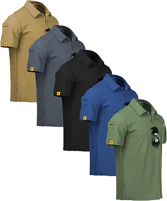 ZITY 5 Pack Men's Polo Shirt Short Sleeve Sports Golf Tennis T-Shirt Moisture-Wicking Summer Shirts
