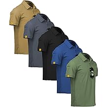 5 Pack Mens Polo Shirt Short Sleeve Sports Golf Tennis T-Shirt Moisture-Wicking Summer Shirts