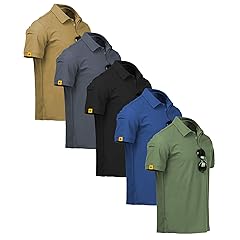 5 Pack Mens Polo Shirt Short Sleeve Sports Golf Tennis T-Shirt Moisture-Wicking Summer Shirts