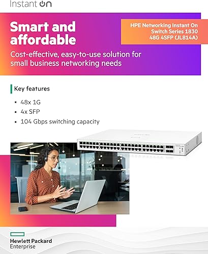 Vista 26 de Switch de conexión instantánea de red HPE serie 1830 de 48 puertos Gb Smart Managed Layer 2 Ethernet Switch con PoE 48x 1G 4X SFP 24x CL4 PoE