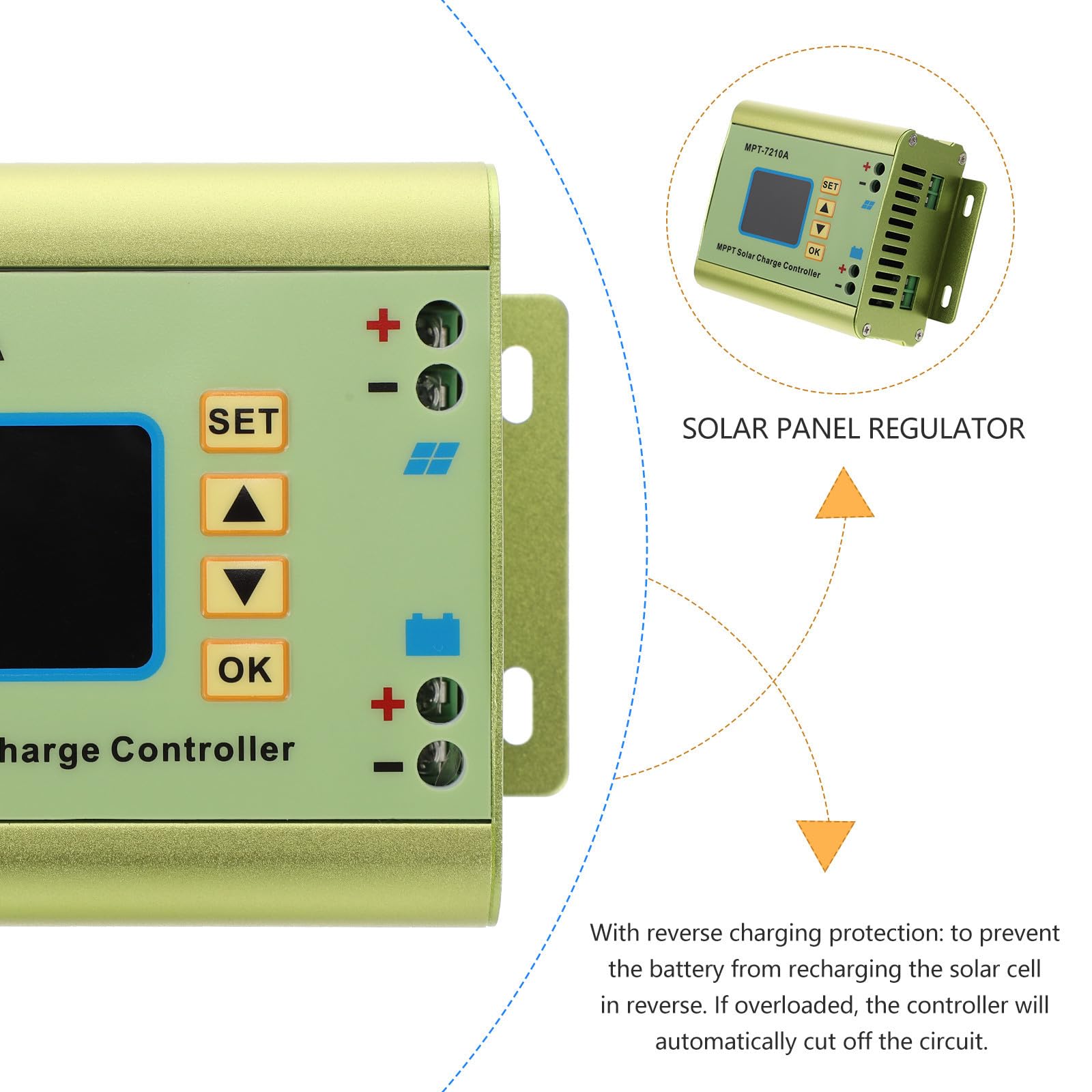 Regolatore di Carica Solare Lcd Display Tft a Colori 160x128, Compatibile Batterie 24v-72v, di Uscita Regolabile 0-10a in Lega di Alluminio