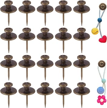 20pcs Picture Hangers Nails Double-Headed Wall Nails, Thumb Tacks Hooks, Pushpin Hook Hangers Decorative Push Pin Hooks for Home Classroom Office Study Room Drywall Bronze