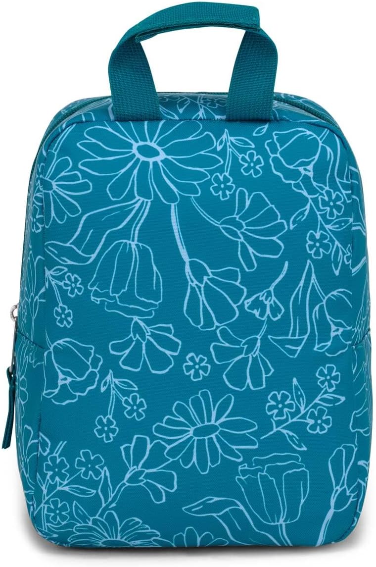 JanSport Big Break Insulated Lunch Bag - Small Soft-Sided Cooler Ideal for Class, Work, or Meal Prep, Delightful Daisies Green