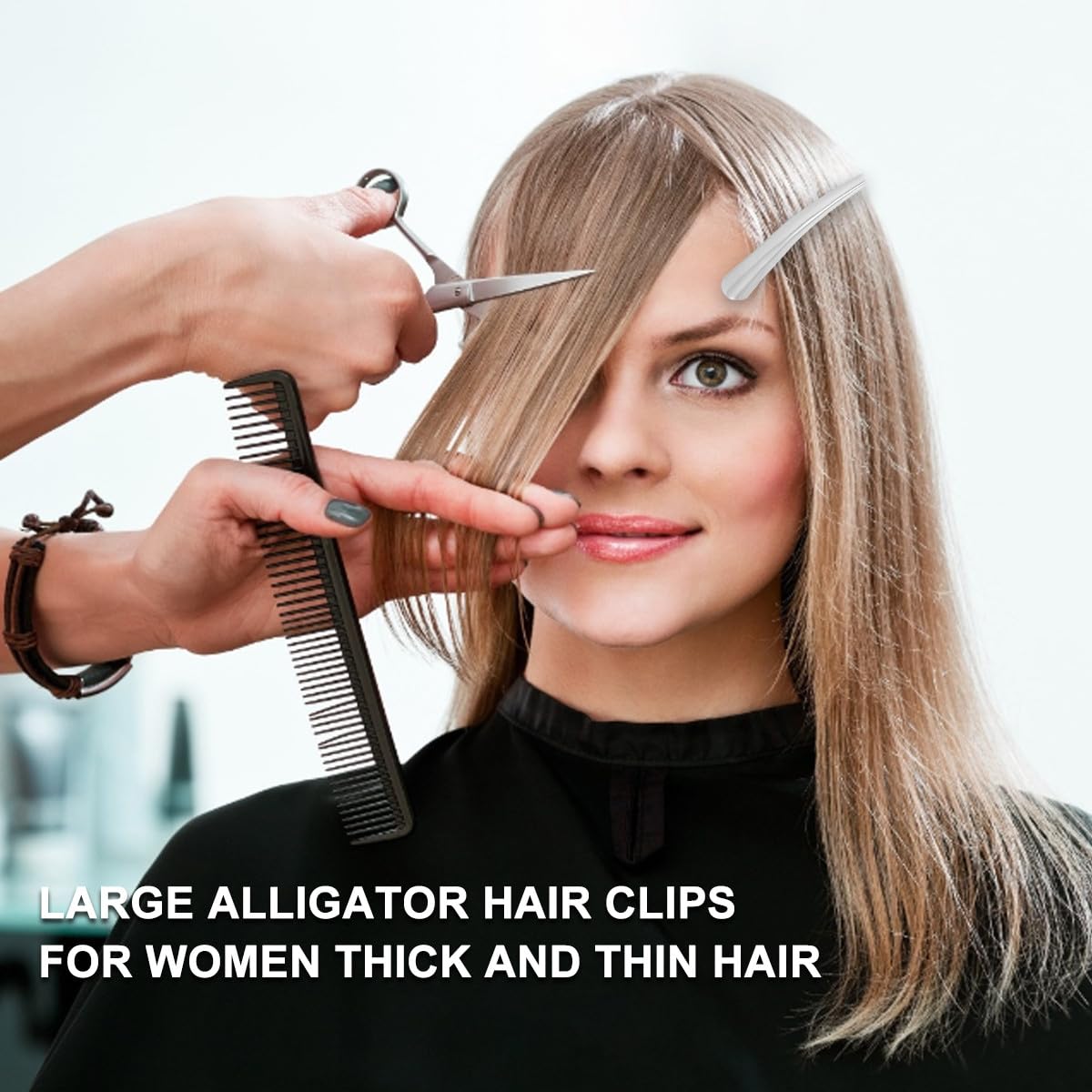 12pezzi Mollette Alligator per Capelli Grandi in Argento con Denti Antiscivolo Pinze per Styling Professionale e Acconciature Stabili per Parrucchieri e Uso Quotidiano