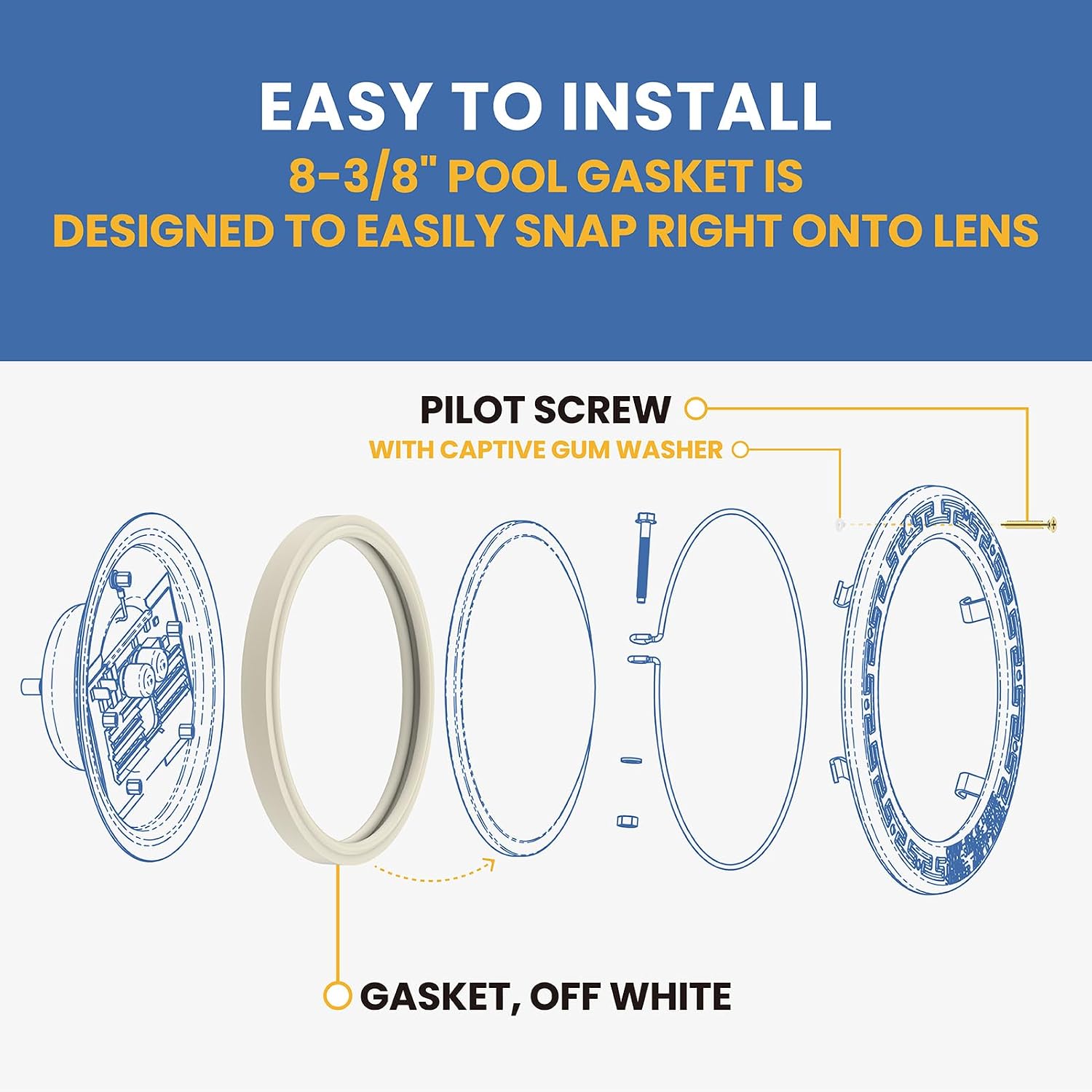 79101600Z Light Lens Gasket Fits for Pentair - 8 3/8" Pool Light Gasket Works with IntelliBrite Lights,AmeriLite Lights,SAM AmerLite Lights in Pools & Spas