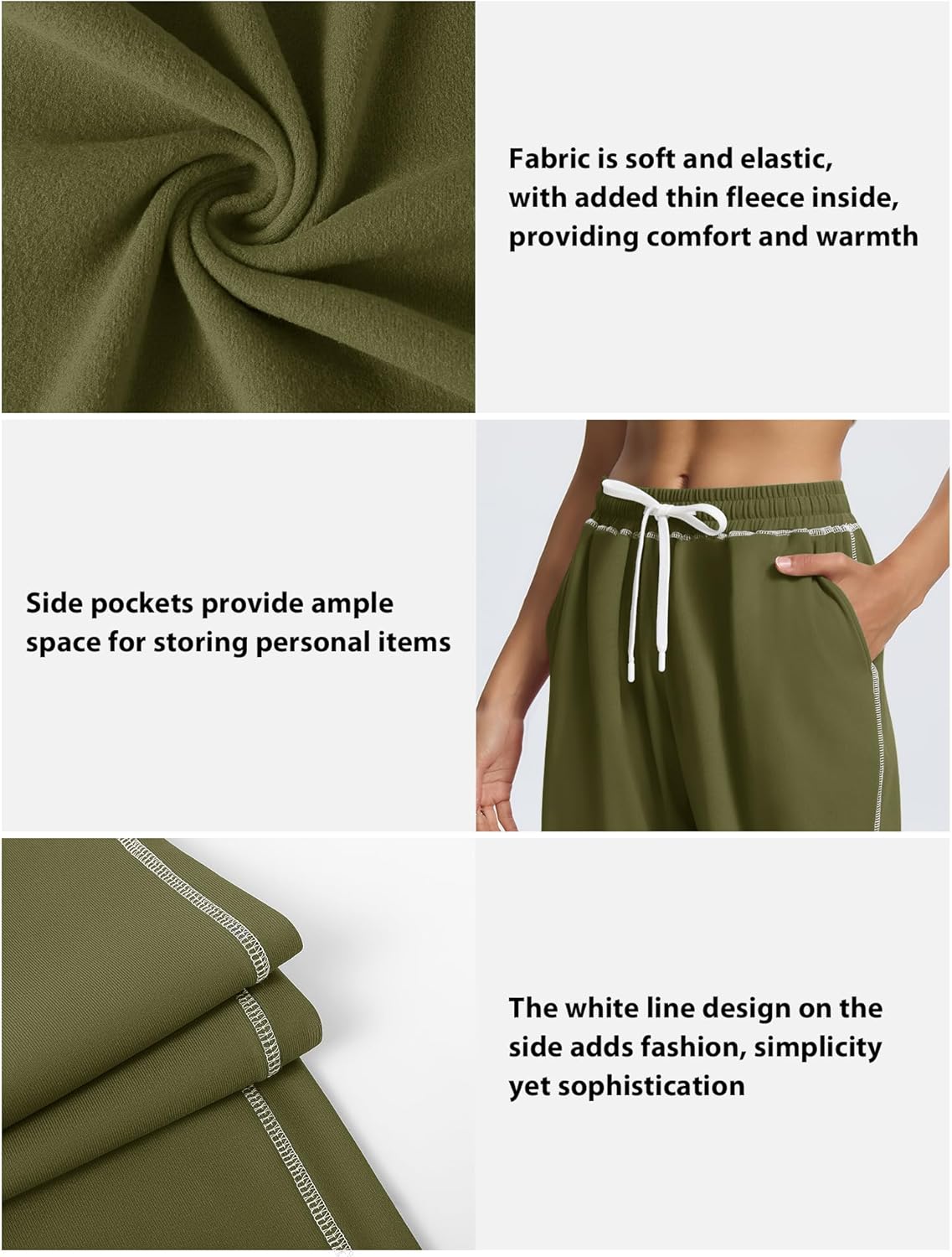 LUYAA Women Wide Leg Sweatpants Low Rise Baggy Fleece Sweatpants for Womens with Pockets - Image 3