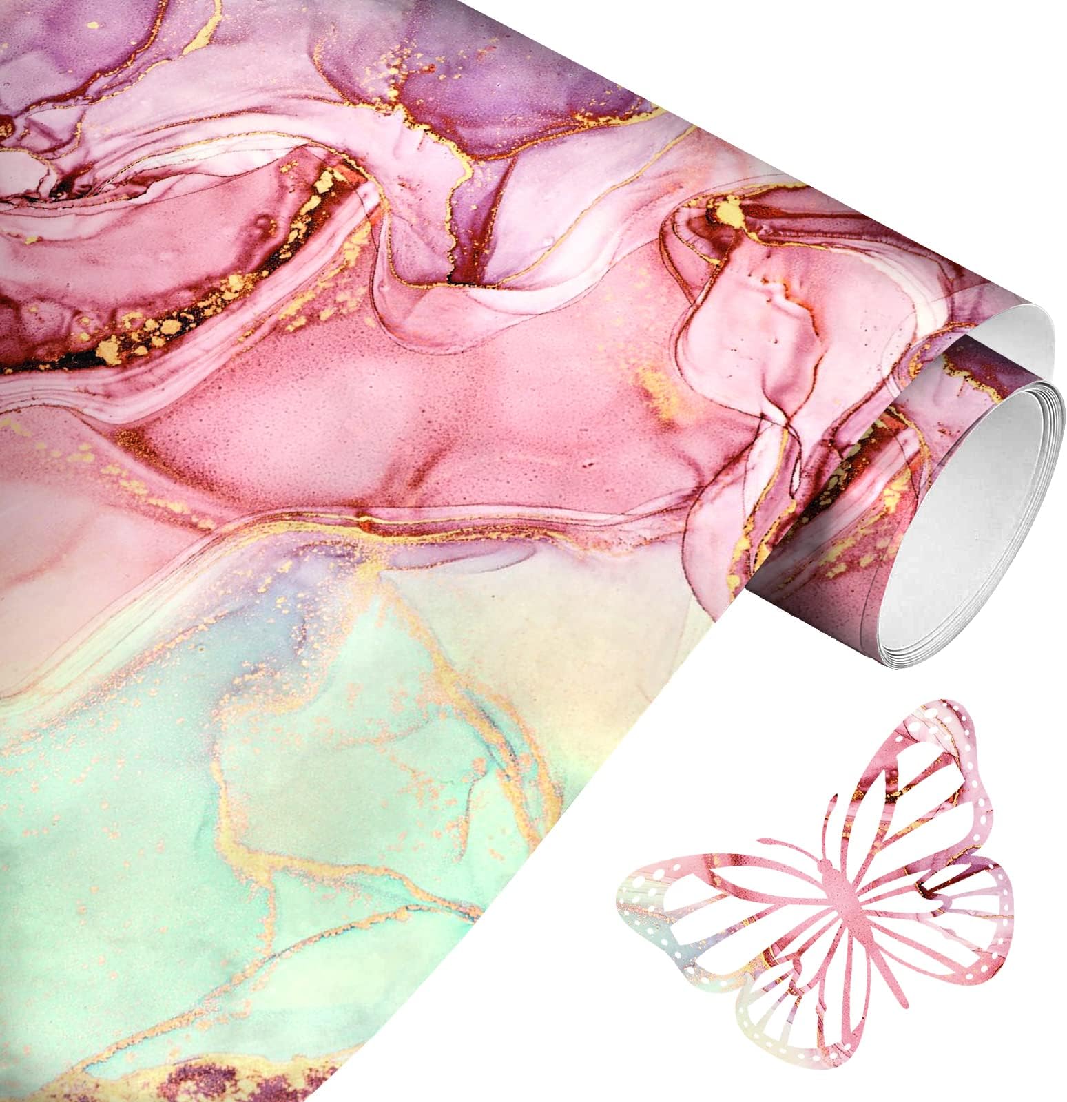 DoreenBow Pattern HTV Heat Transfer Vinyl 10"x5ft Pink Marble HTV Vinyl Tie Dye Iron on Vinyl for T-Shirts Clothes Bags Hats