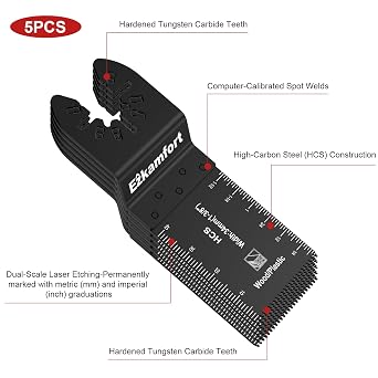 22Pcs Multi Tool Blade, Titanium Multitool Blade Kits for Wood Nails, Drywall, Japanese Tooth with Storage Bag, Universal Oscillating Saw Blades Compatible with Ryobi Makita Milwaukee