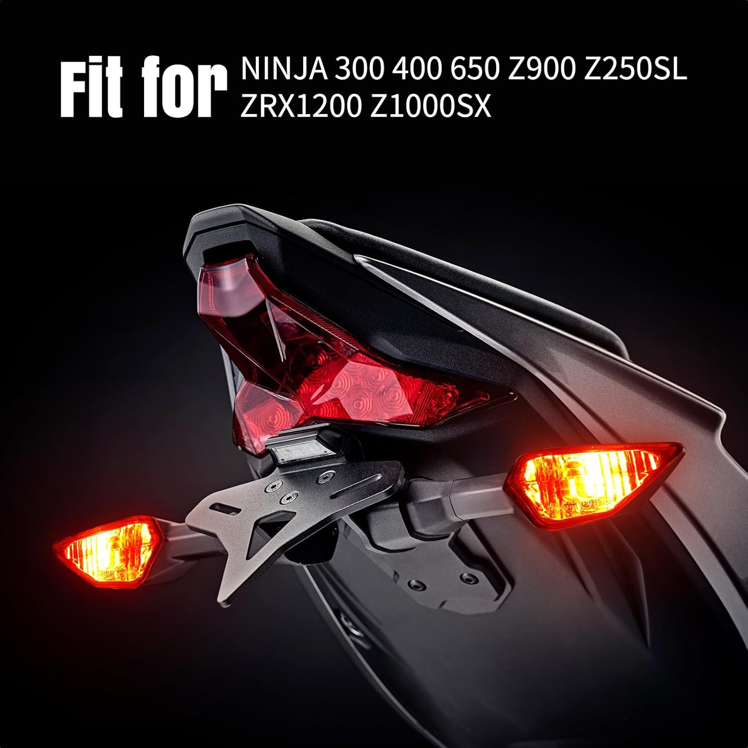 LKV Motorcycle Turn Signals Indicator Light Compatible with KAWASAKI NINJA 300 400 650 Z900 Z250SL ZRX1200 ER-6N ZX-6R Z 1000SX Waterproof Front/Rear Blinker Lamp (Smoke Shell)