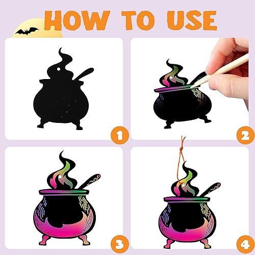 Miniatura 3 de JOYIN 72 piezas de manualidades de Halloween para niños, rascador de Halloween con 18 diseños para artes y manualidades, libro de actividades, dulce