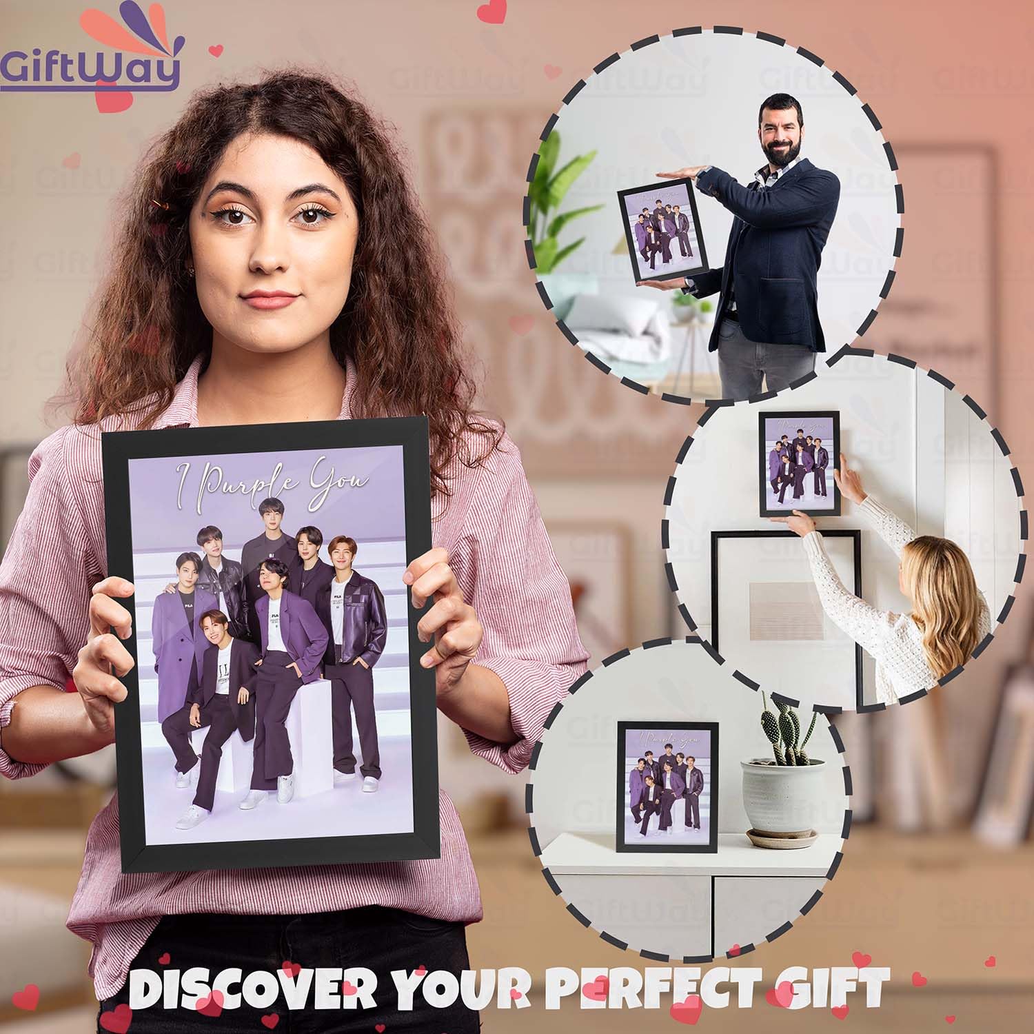 Giftway BTS Photo Frame Purple Theme | Wood MDF Frame | J Hope